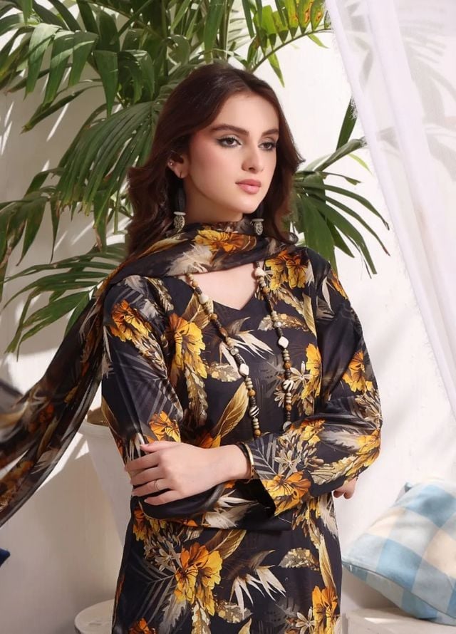 LIMELIGHT LINEN UNSTITCHED PRINTED 3PC