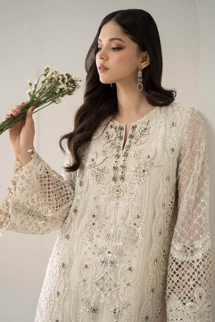 MARIA.B CHIFFON UNSTITCHED EMB SUIT (BDS-30-D7) - City Cloth House