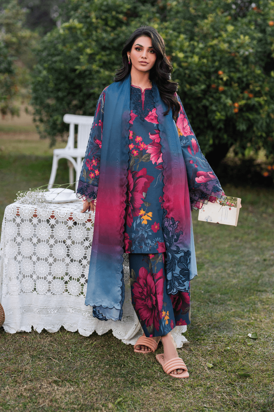 BAROQUE LAWN PRINTED UNSTICH 3PC - City Cloth House