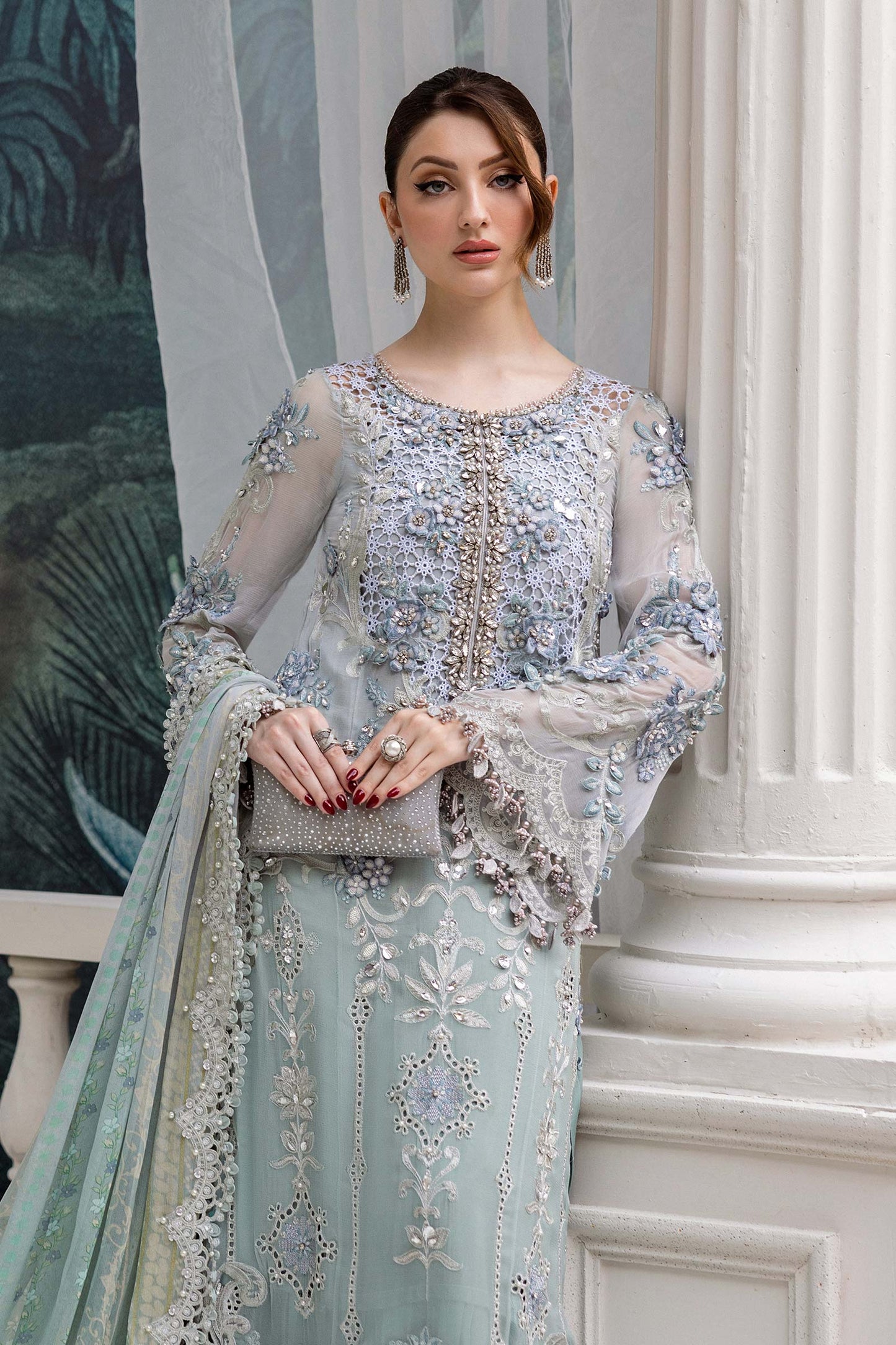 MARIA.B CHIFFON UNSTITCHED EMB D-8 SUIT