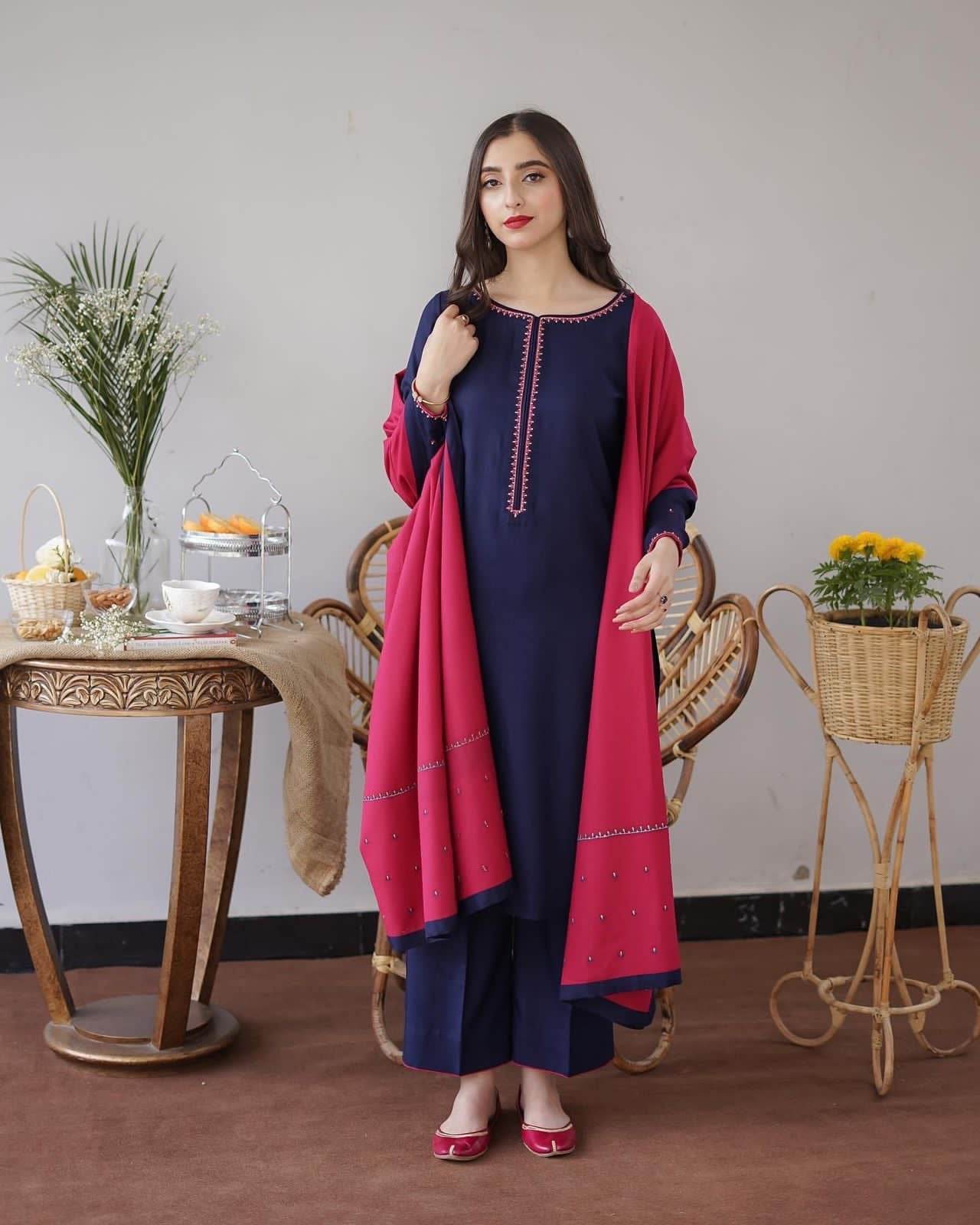 ASLING DHANAK UNSTITCHED EMB 3PC - City Cloth House