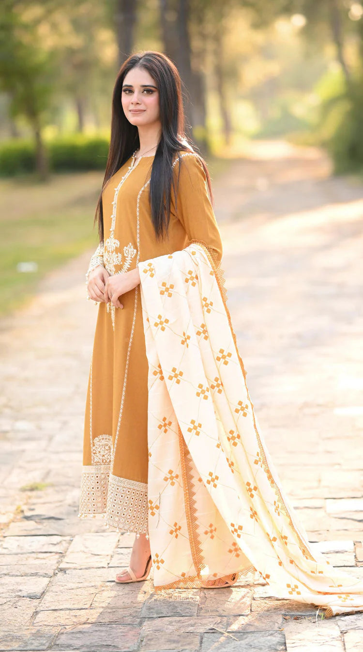 AISLING DHANAK LUXURY UNSTITCHED EMB 3PC