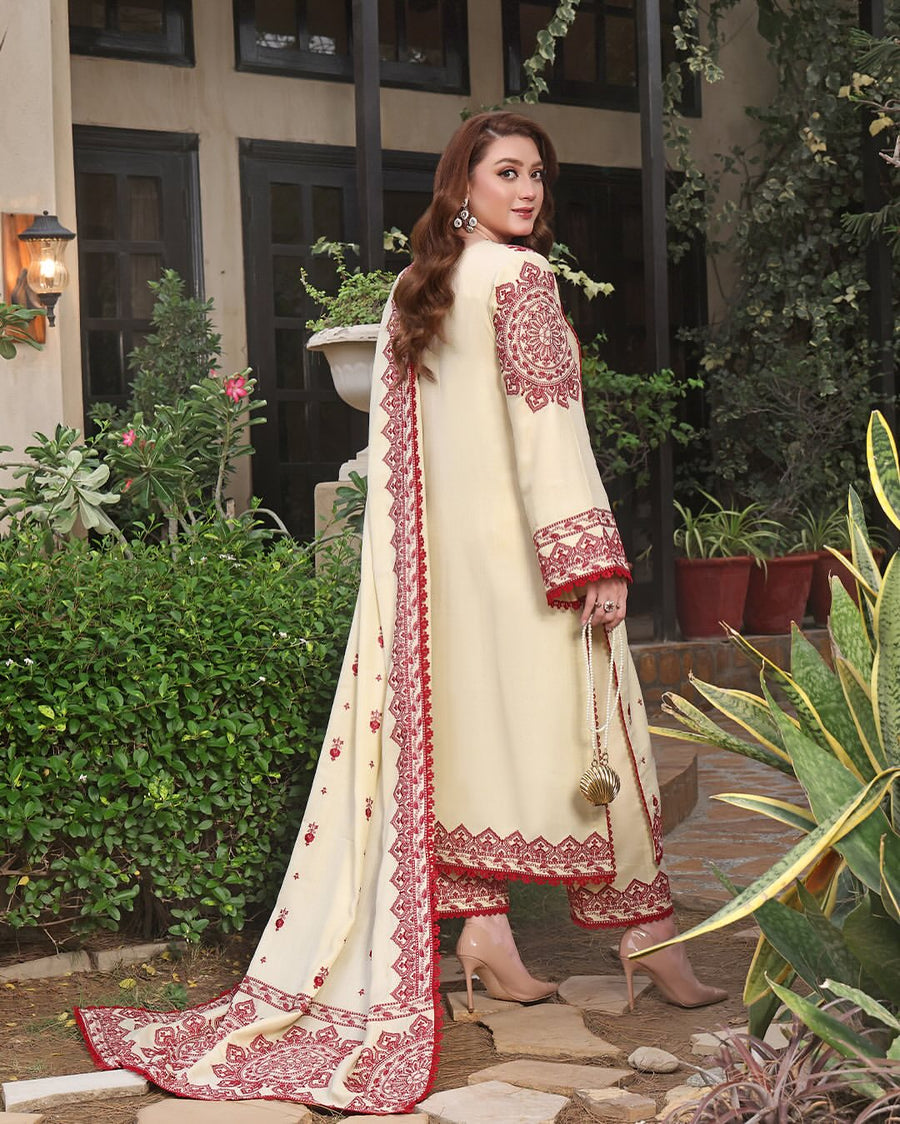 ANEESLA DHANAK UNSTITCHED EMB 3PC