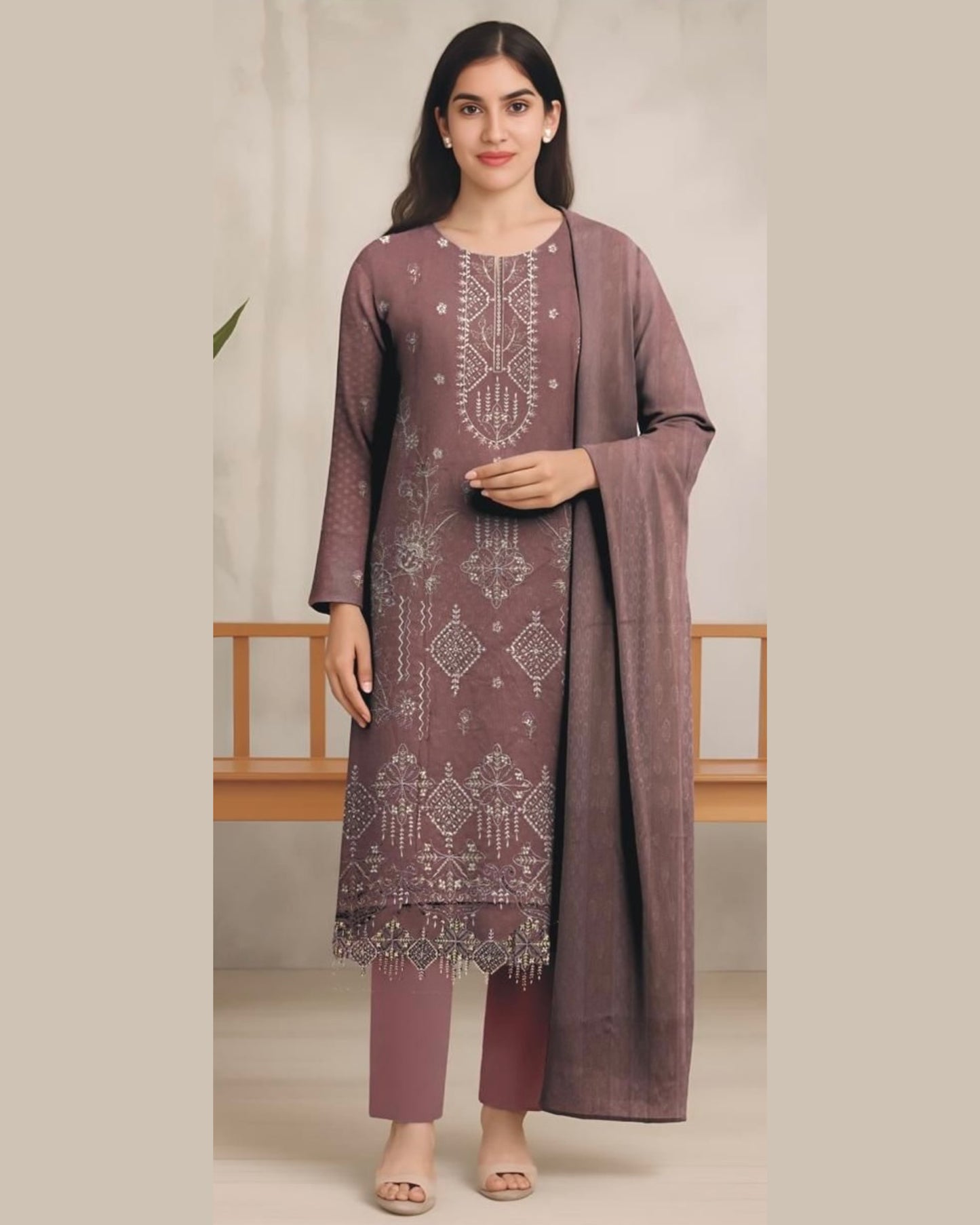 MIRAAL VOL#1 DHANAK UNSTITCHED EMB 3PC