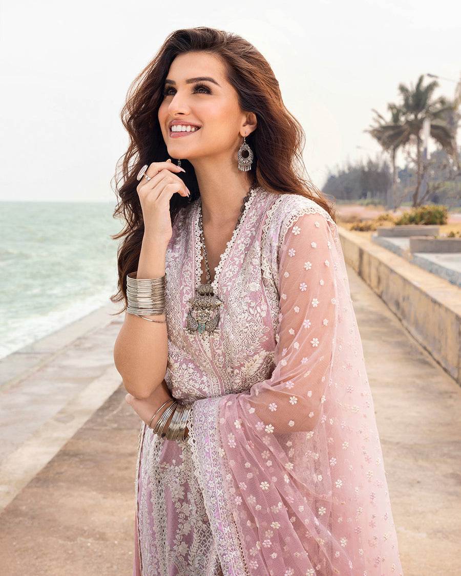 FAIZA SAQLAIN LAWN UNSTITCH EMB 3PC AMARYLLIS-02 - City Cloth House