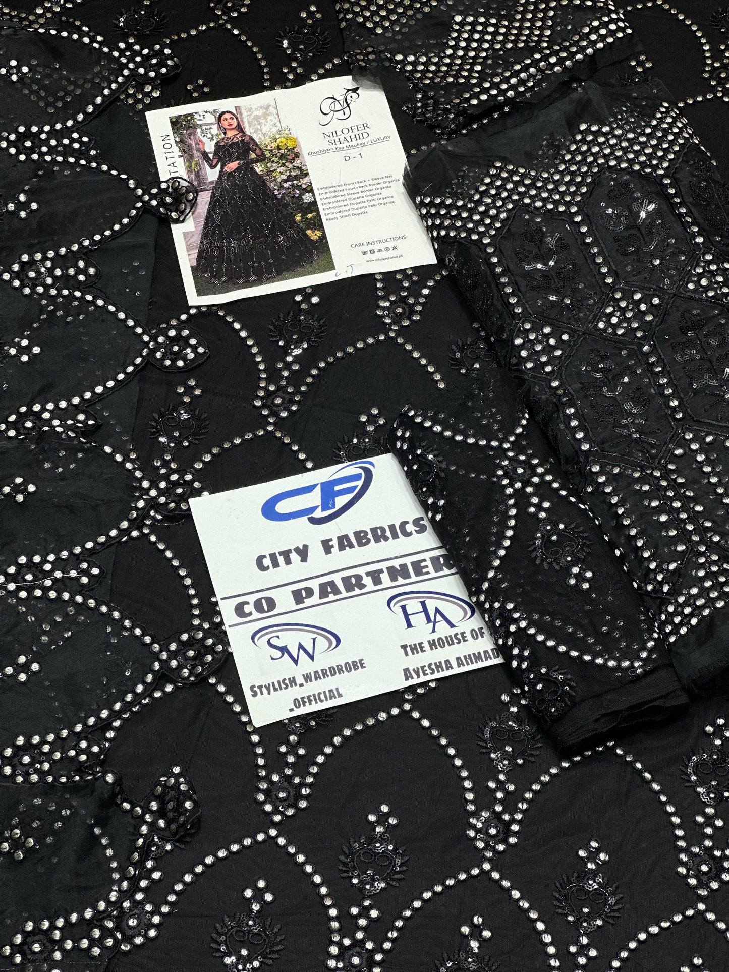 NILOFER NET UNSTITCHED EMB SUIT - City Cloth House
