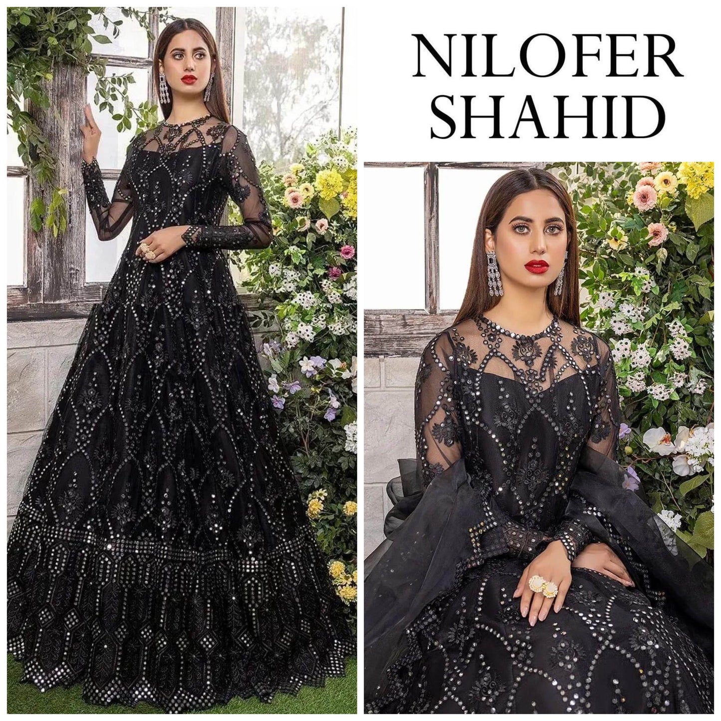 NILOFER NET UNSTITCHED EMB SUIT - City Cloth House