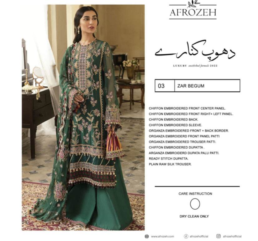 ORGANZA UNSTICH EMBROIDERED 3-PIC - City Cloth House