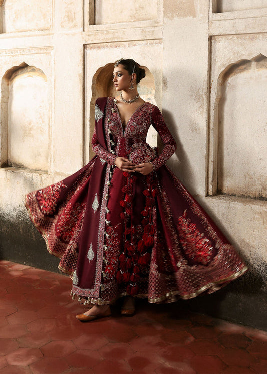 HUSSAIN REHAR RAW SILK UNSTITCHED EMB SUIT GULNAR