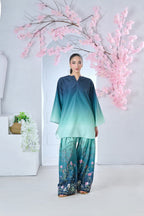 Cyanic | Printed Unstitched Shamoz silk 3pc