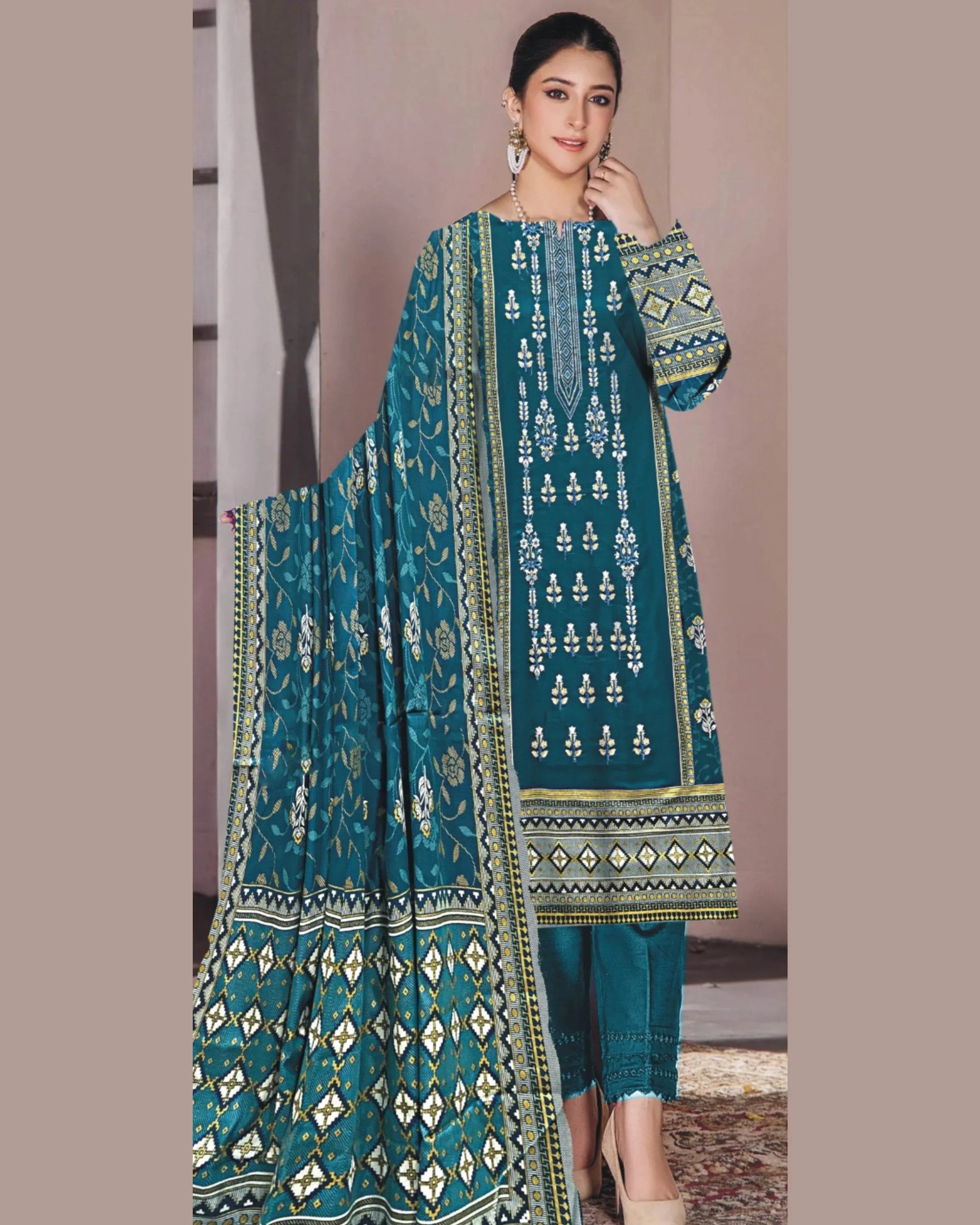 MIRAAL LAWN UNSTITCHED EMB 3PC - City Cloth House