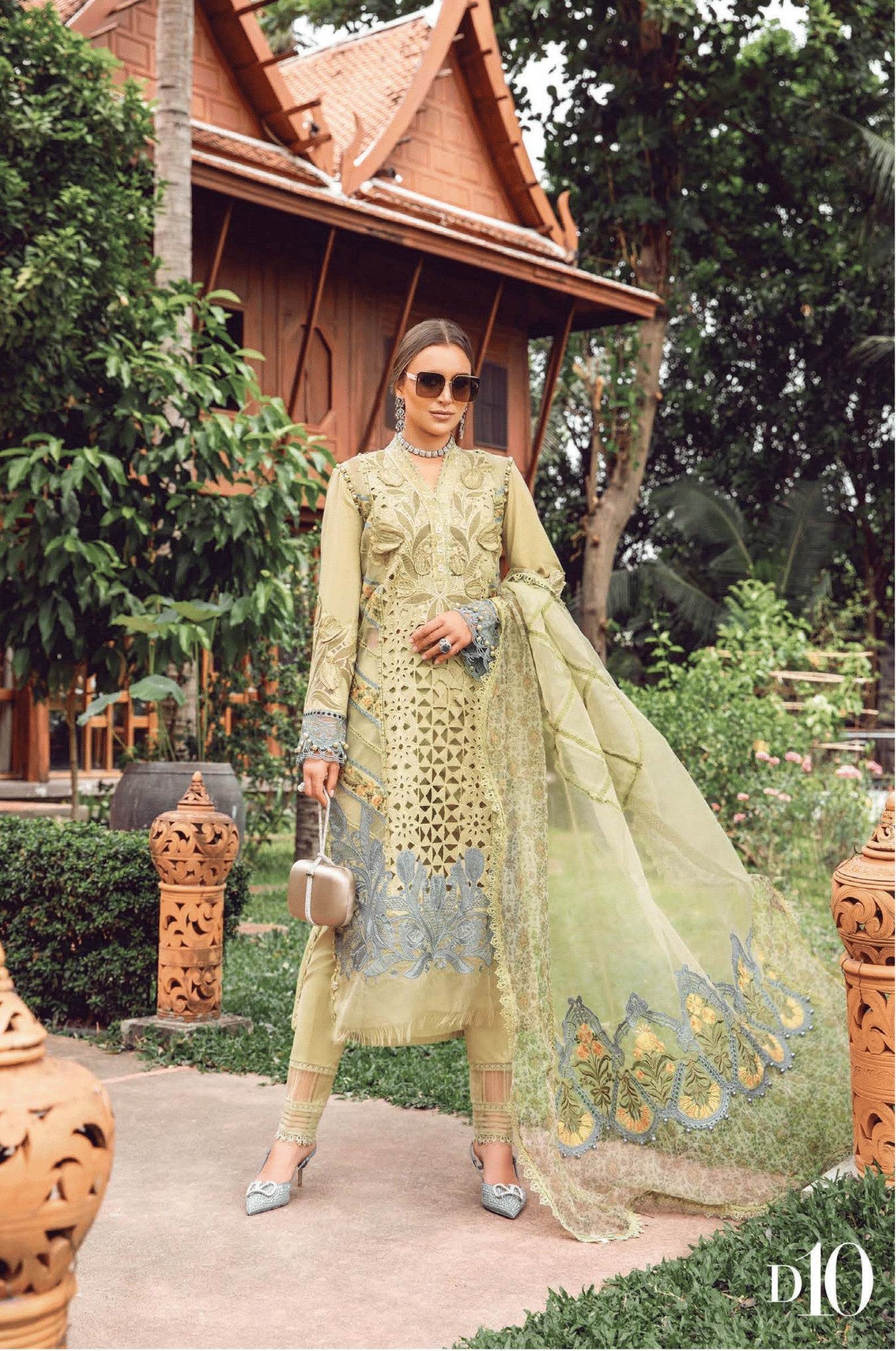 MARIA.B LAWN UNSTITCHED EMB 3PC - City Cloth House