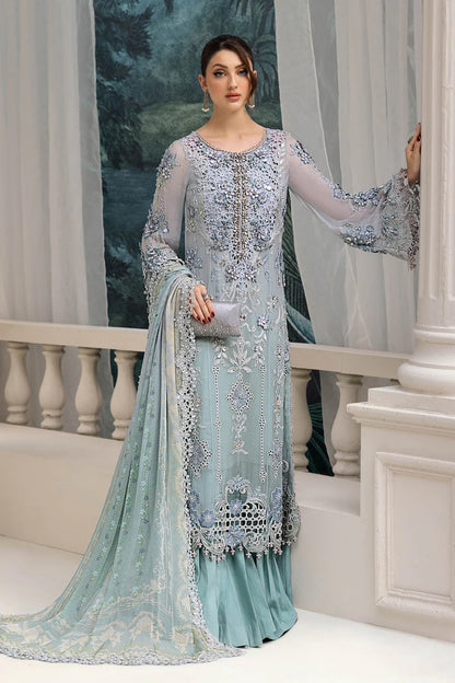 MARIA.B CHIFFON UNSTITCHED EMB D-8 SUIT