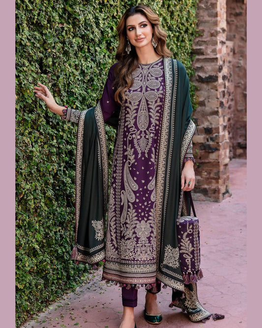 JAZMIN LAWN UNSTITCH EMB 3PC (DW23’-D4) - City Cloth House