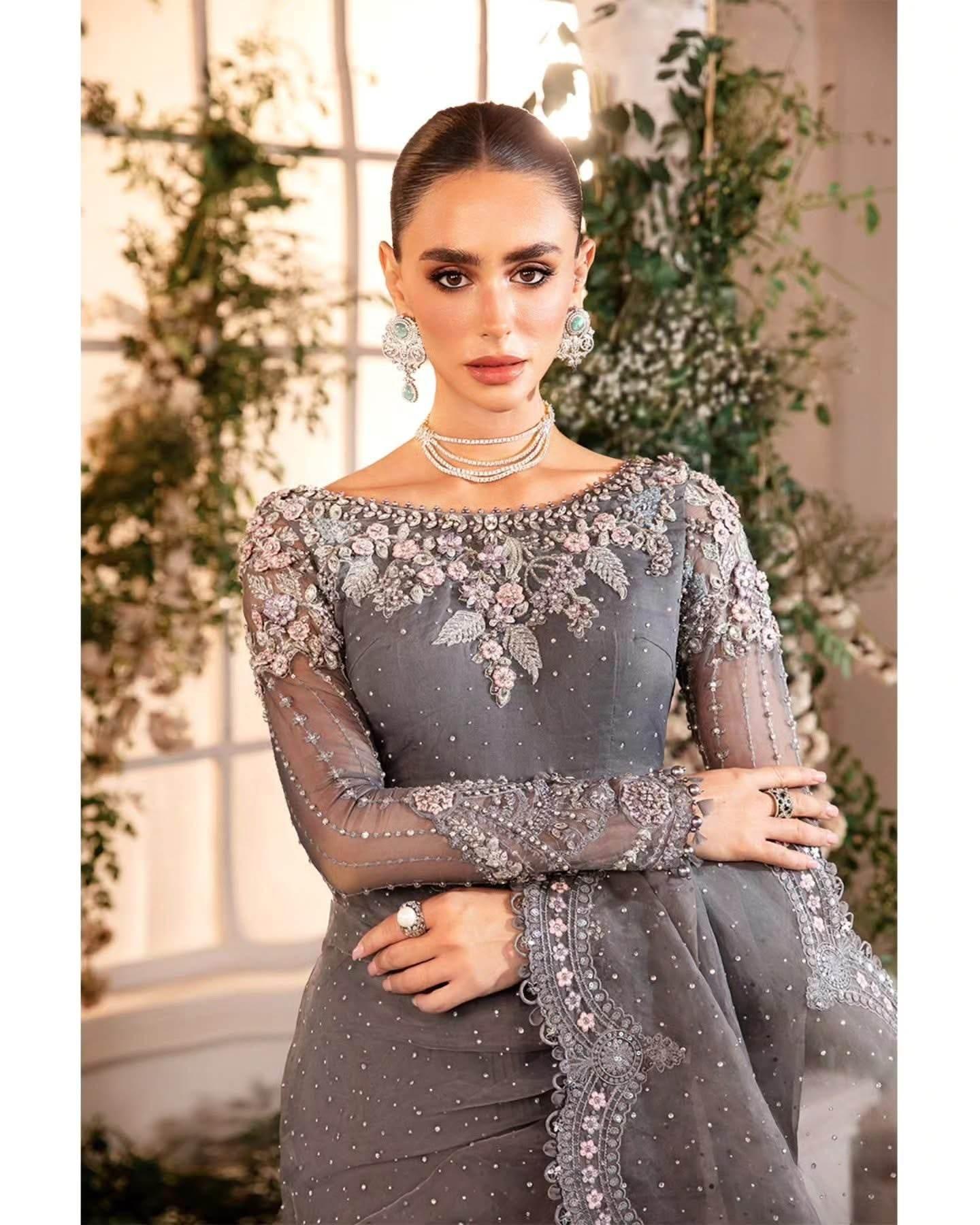 MARIA.B ORGANZA UNSTITCHED EMB SAREE - City Cloth House