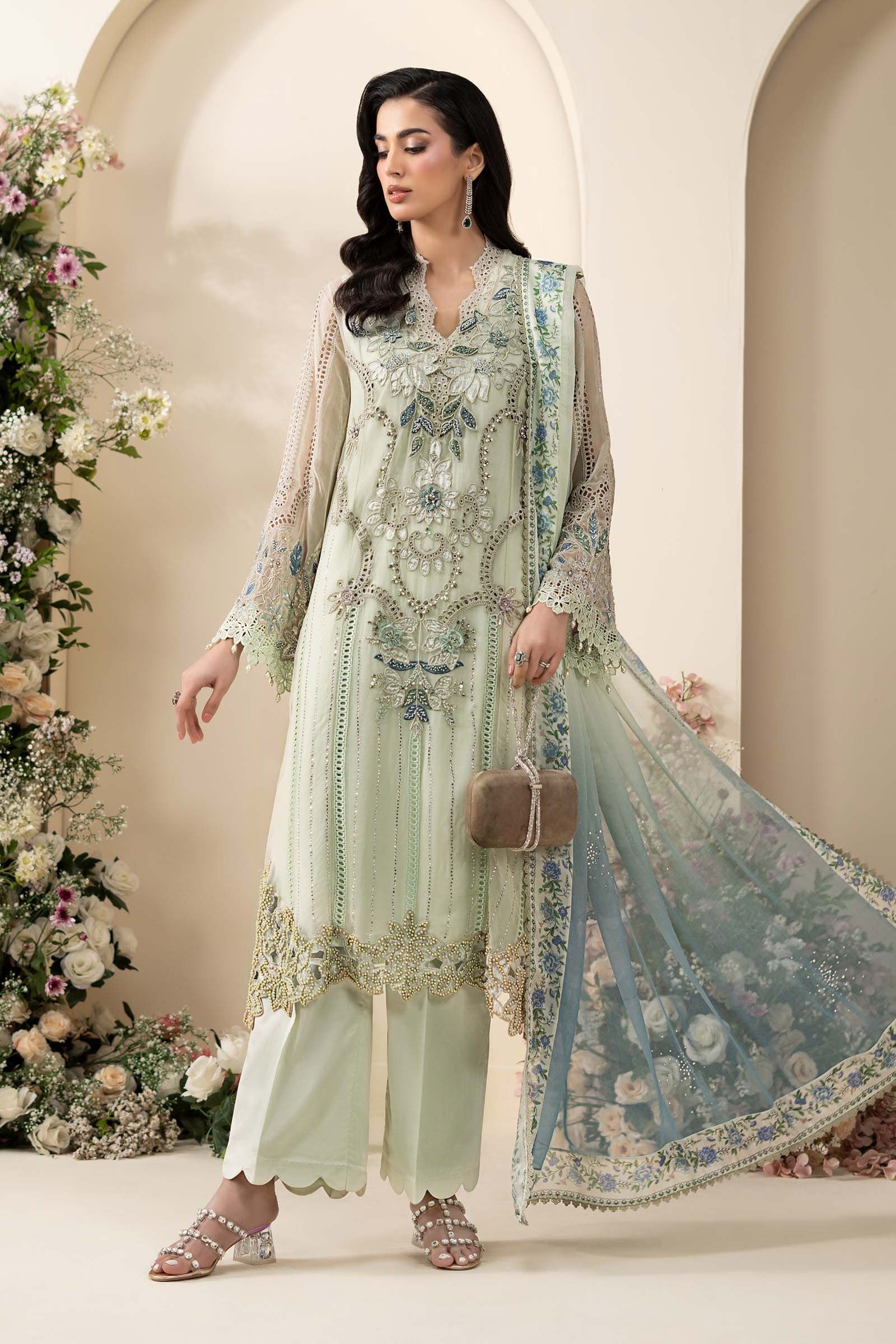 MARIA.B CHIFFON UNSTITCHED EMB D-5 SUIT