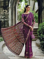 MARIA.B CHIFFON UNSTITCHED EMB D-1 SAREE - City Cloth House