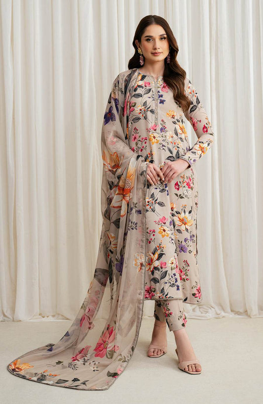 BAROQUE LAWN PRINTED UNSTICH 3PC - City Cloth House