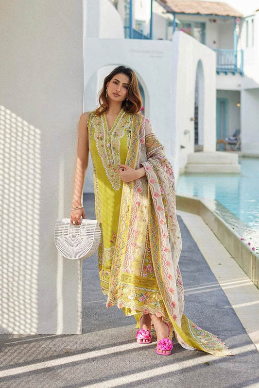 FAIZA SAQLAIN LAWN UNSTITCH EMB 3PC ESTERA-NARGIS-B - City Cloth House