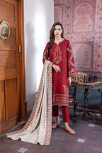 NOOR BY SADIA DHANAK UNSTITCHED EMB 3PC - City Cloth House