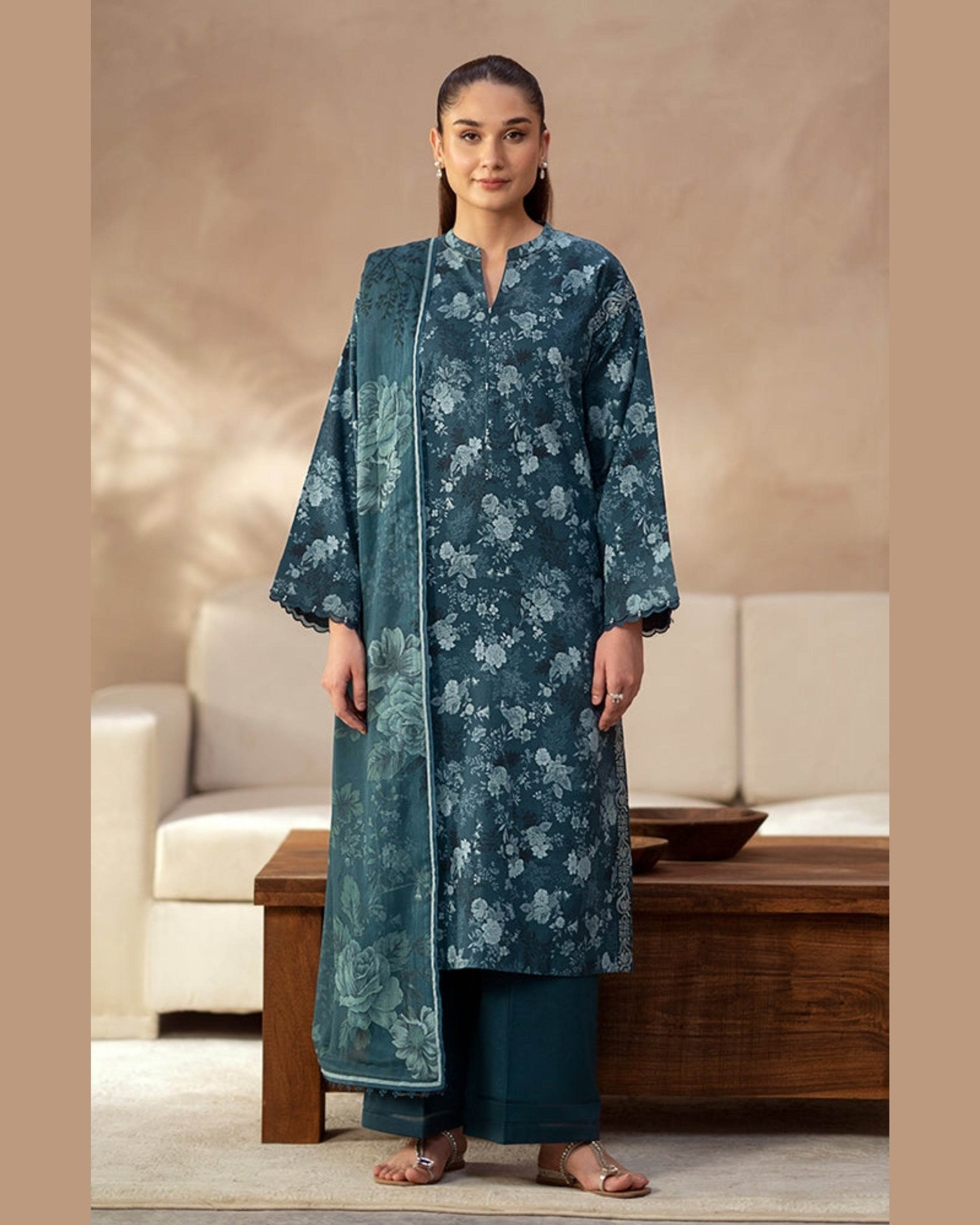 SAYA LAWN PRINTED UNSTICH 3PC - City Cloth House