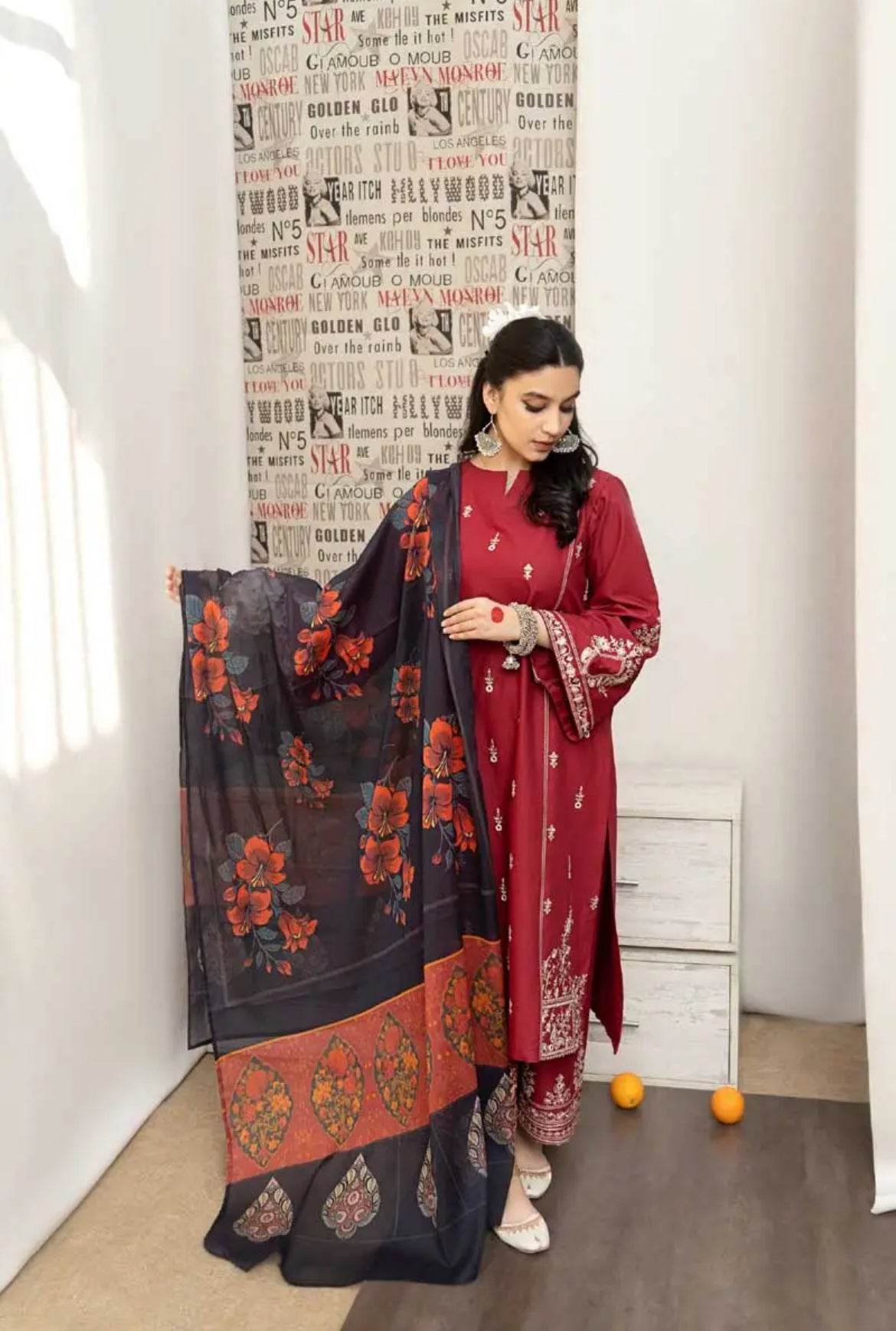 URGE LAWN LUXURY UNSTICH EMB 3PC - City Cloth House