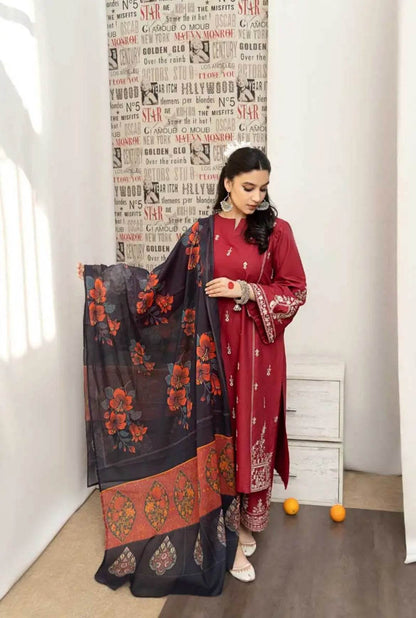 URGE LAWN LUXURY UNSTICH EMB 3PC - City Cloth House