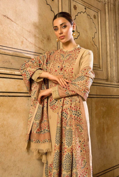 BAREEZE DHANAK UNSTITCHED EMB 3PC - City Cloth House