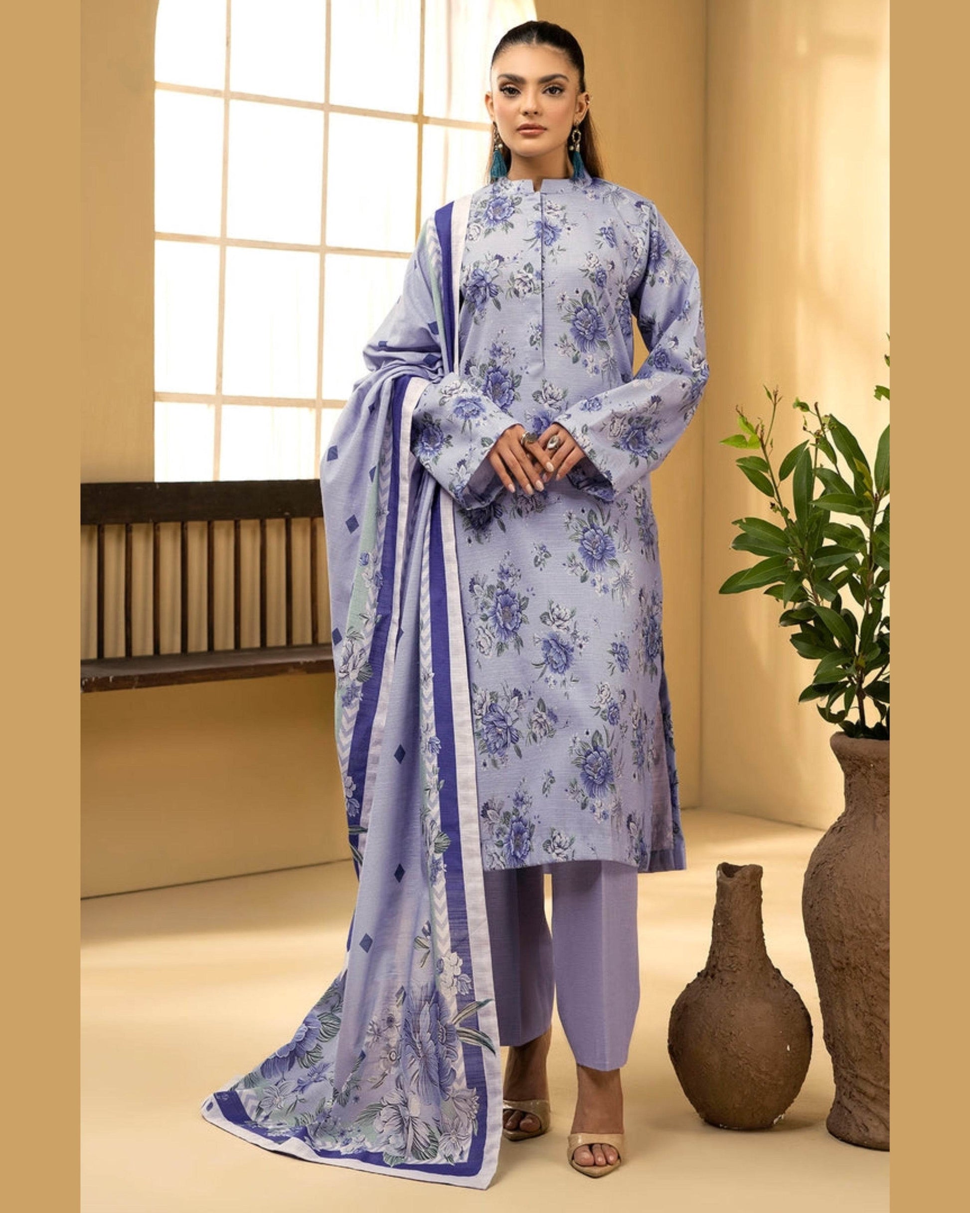 MOTIFZ LAWN PRINTED UNSTICH 3PC - City Cloth House