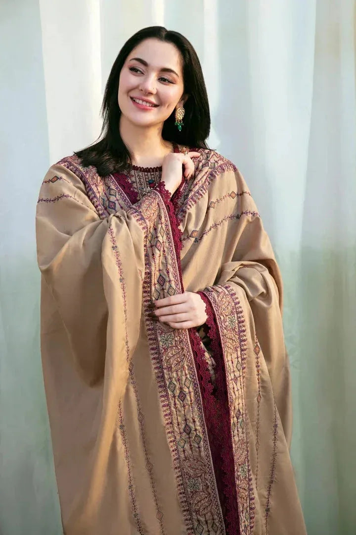 FLORENT DHANAK LUXURY UNSTITCHED EMB 3PC - City Cloth House