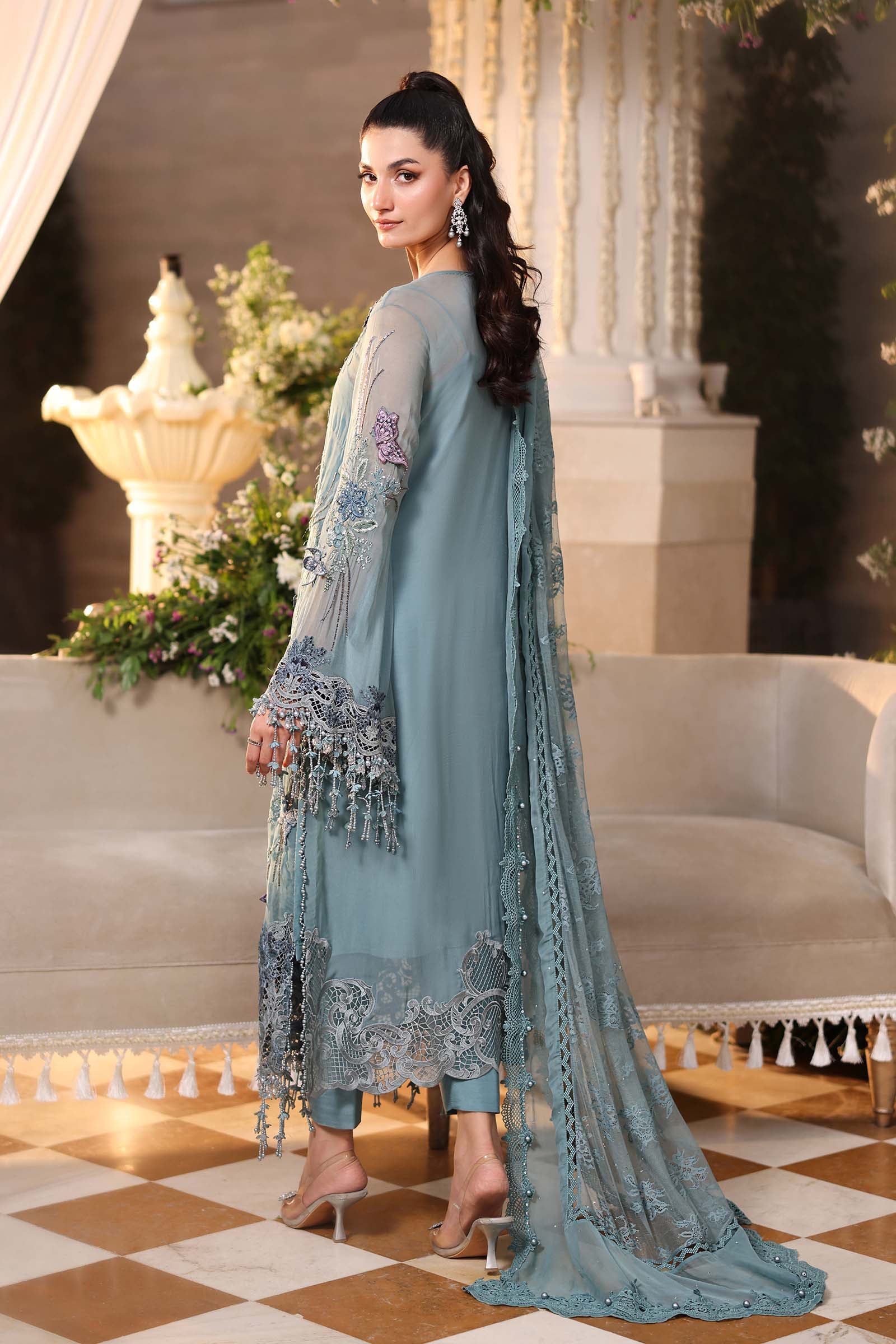 MARIA.B CHIFFON UNSTITCHED EMB D-6 SUIT