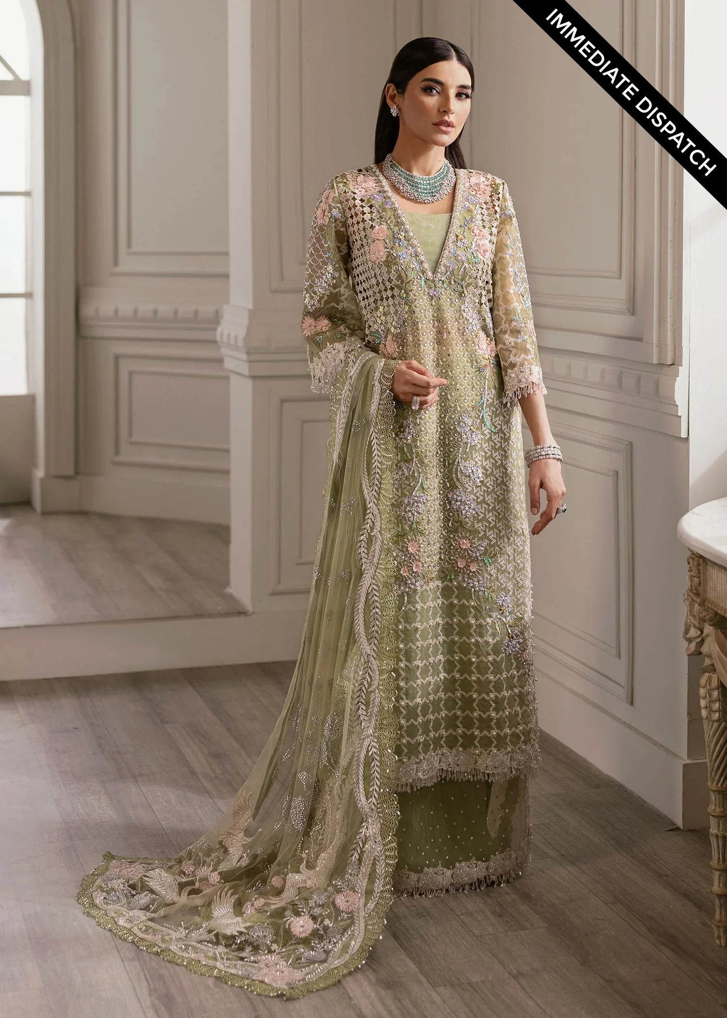 CRIMSON ORGANZA UNSTITCHED EMB SUIT - City Cloth House