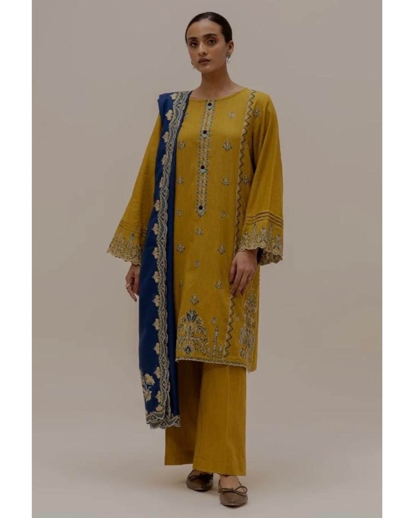 BEECHTREE DHANAK UNSTITCHED EMB 3PC - City Cloth House