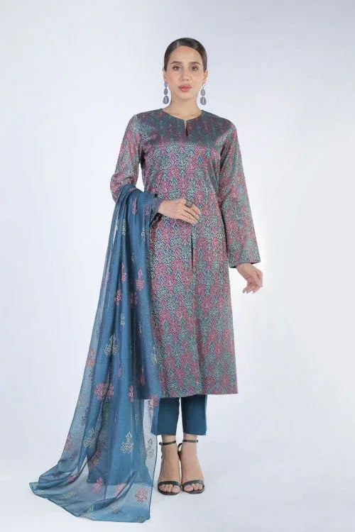 BAREEZA KHAADI NET UNSTITCHED EMB SUIT - City Cloth House