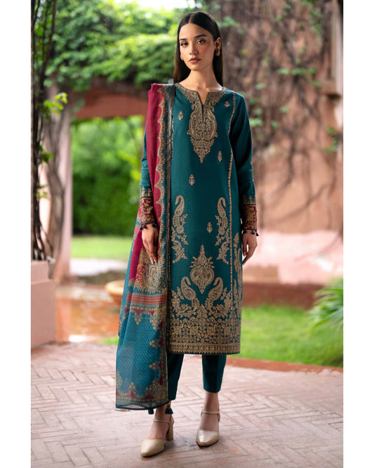 JAZMIN LAWN PREMIUM UNSTITCHED EMB 3PC - City Cloth House