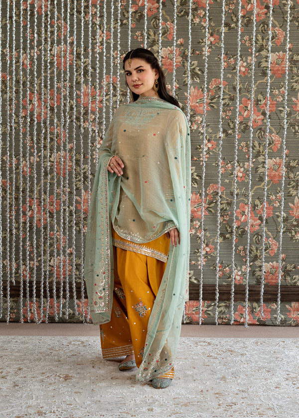 Zard | Emb Unstitched Shamoz silk 3pc
