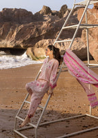 CRIMSON LAWN PREMIUM UNSTITCHED EMB FLORAL CRUSH D6-B 3PC - City Cloth House