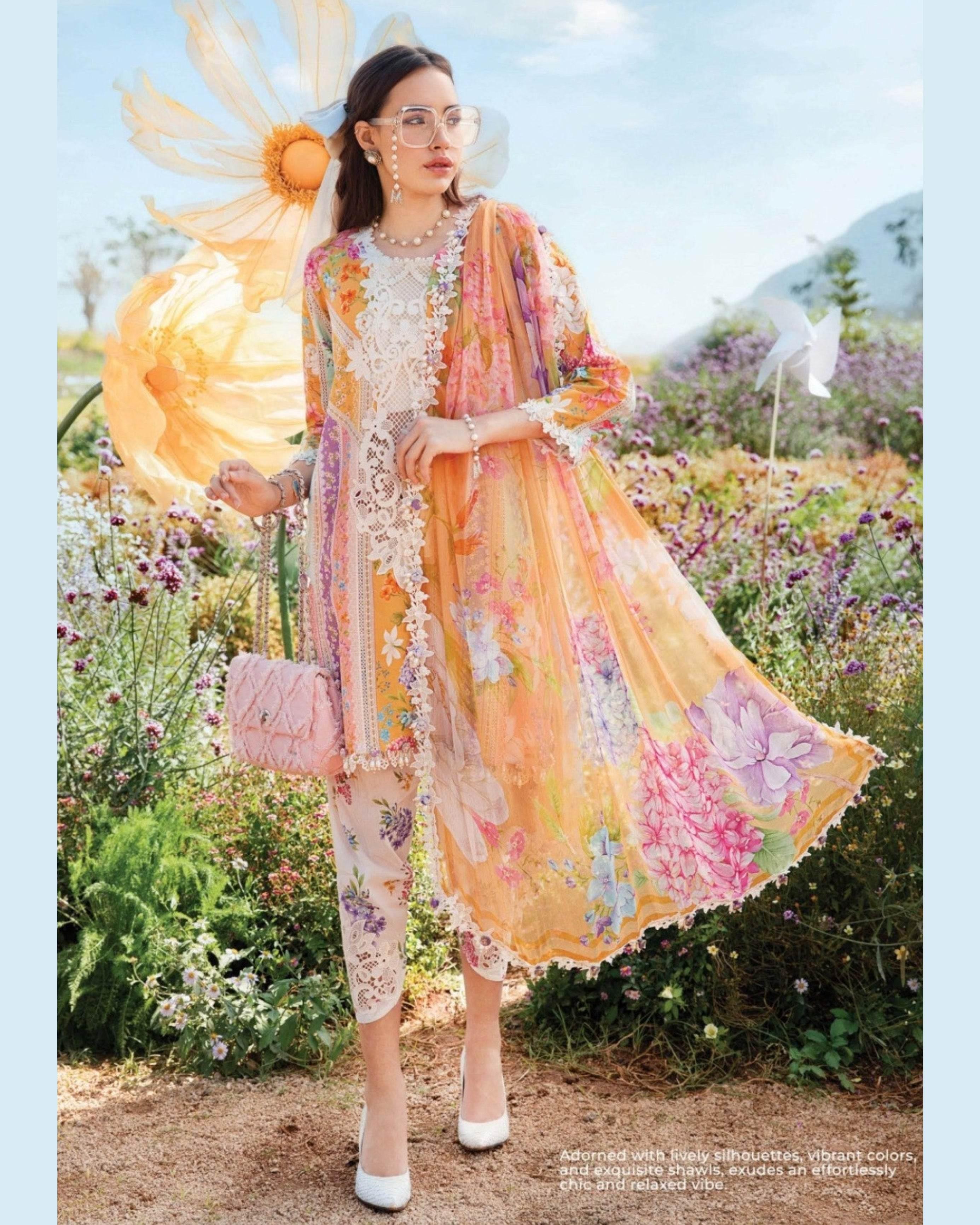 MARIA.B LAWN LUXURY UNSTICH PRINTED 3PC - City Cloth House