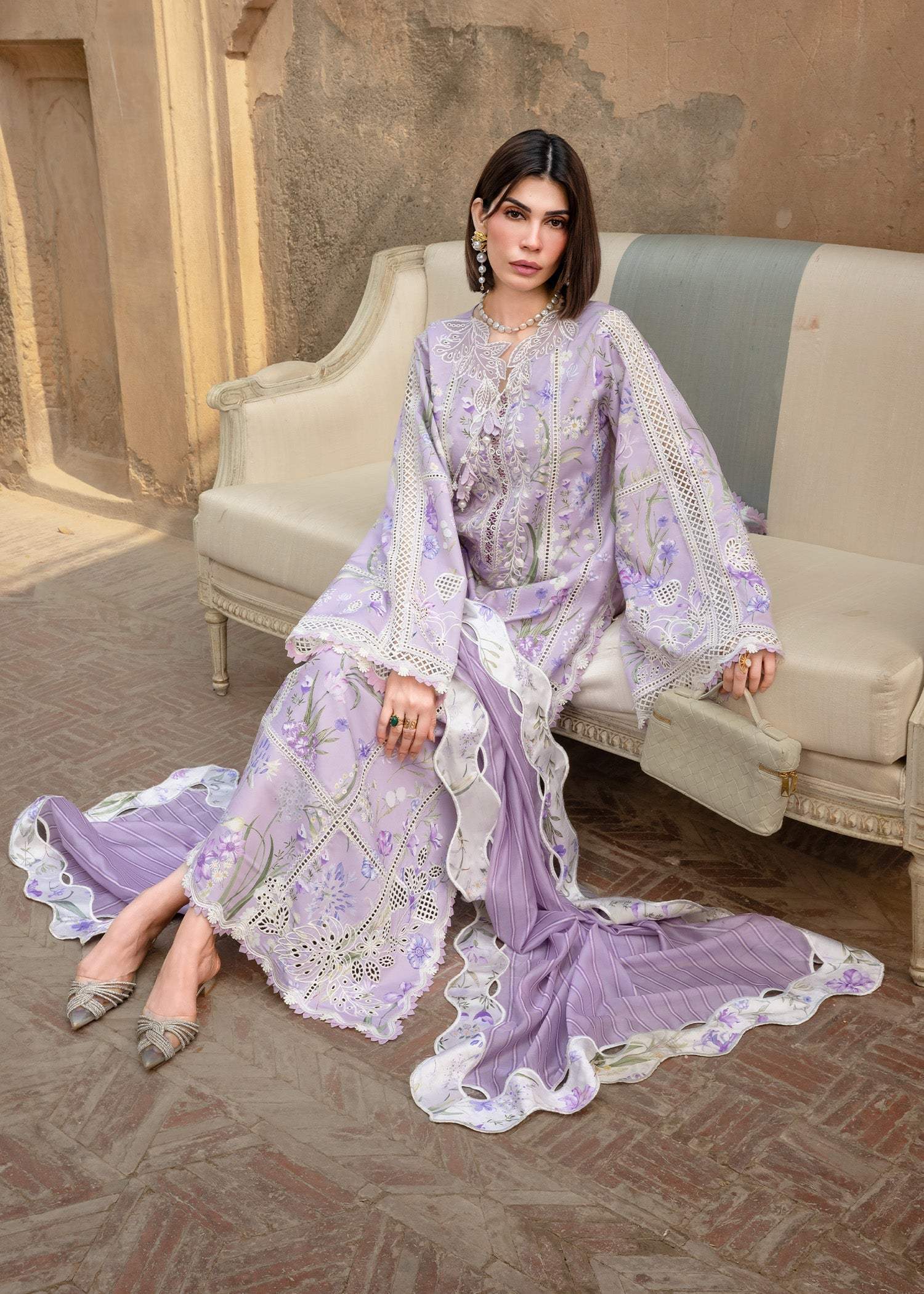 Lavender | Emb Unstitched Lawn 3pc
