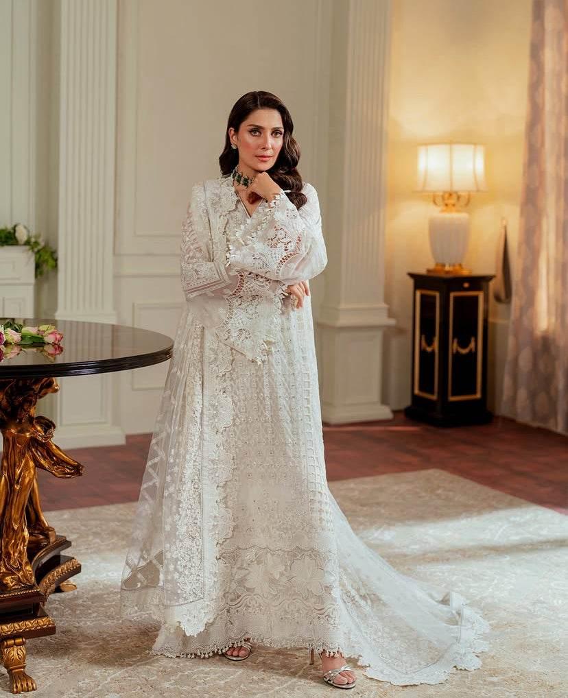 BAROQUE CHIFFON UNSTITCHED EMB SUIT - City Cloth House