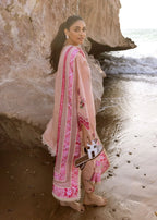 CRIMSON LAWN PREMIUM UNSTITCHED EMB FLORAL CRUSH D6-B 3PC - City Cloth House