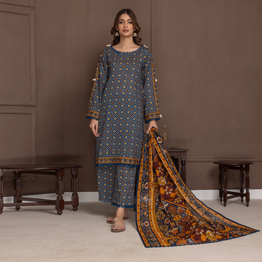 NISHAT KHADDAR UNSTITCHED PRINTED 3PC