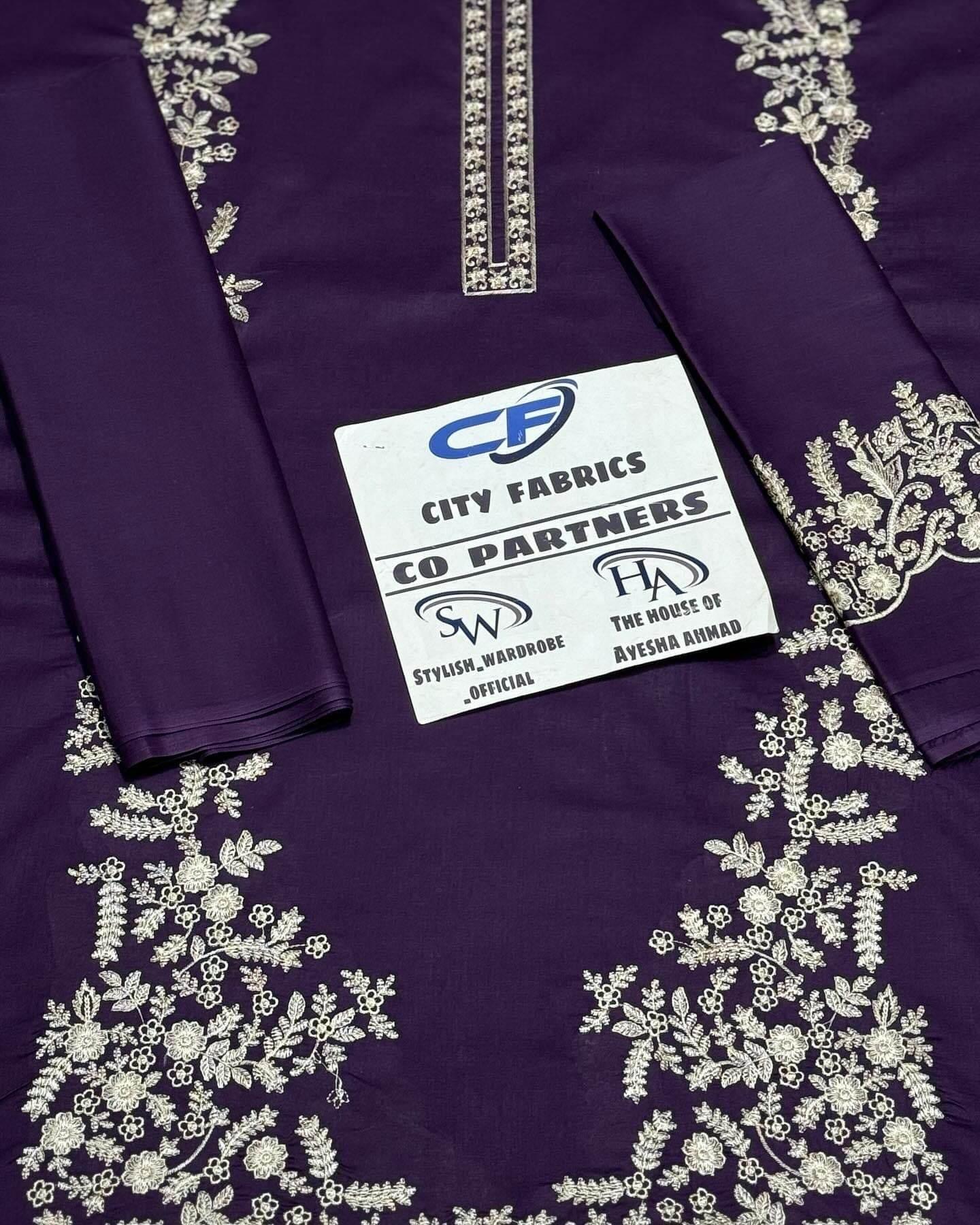 CITY FABRICS LAWN UNSTITCHED EMB 2PC - City Cloth House