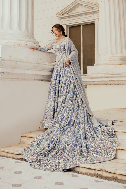 ERUM KHAN ORGANZA UNSTITCHED EMB IRIS MAXI