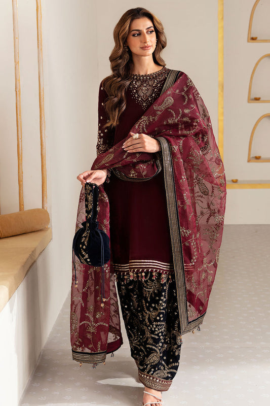 JAZMIN VELVET UNSTITCHED EMB 3PC