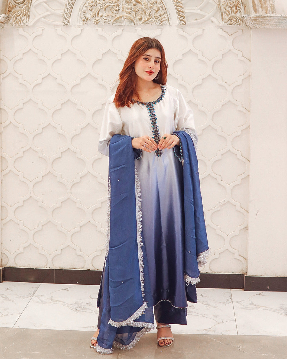 Zoha | Emb Unstitched Shamoz silk 3pc