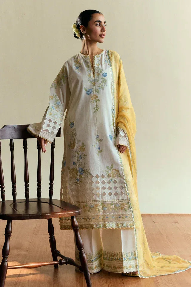 COCO BY ZARA SHAHJAHAN DHANAK UNSTITCHED EMB 3PC - City Cloth House