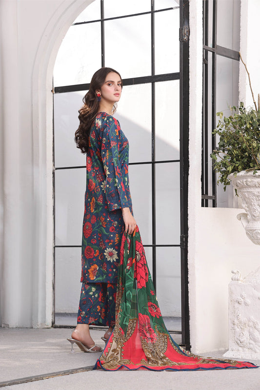 BAROQUE LAWN PRINTED UNSTICH 3PC - City Cloth House