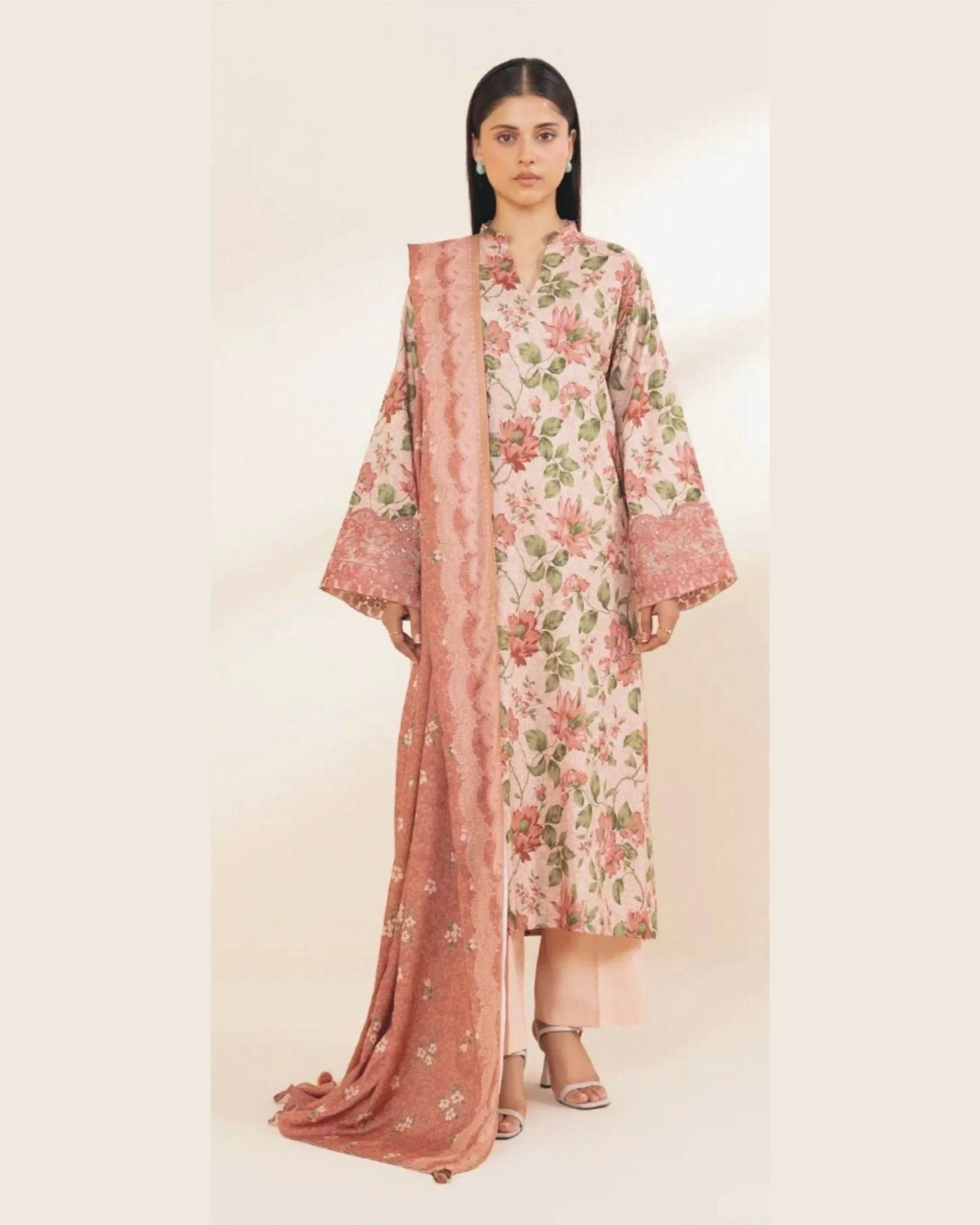 SAPPHIRE DHANAK PRINTED UNSTICHED 3PC - City Cloth House