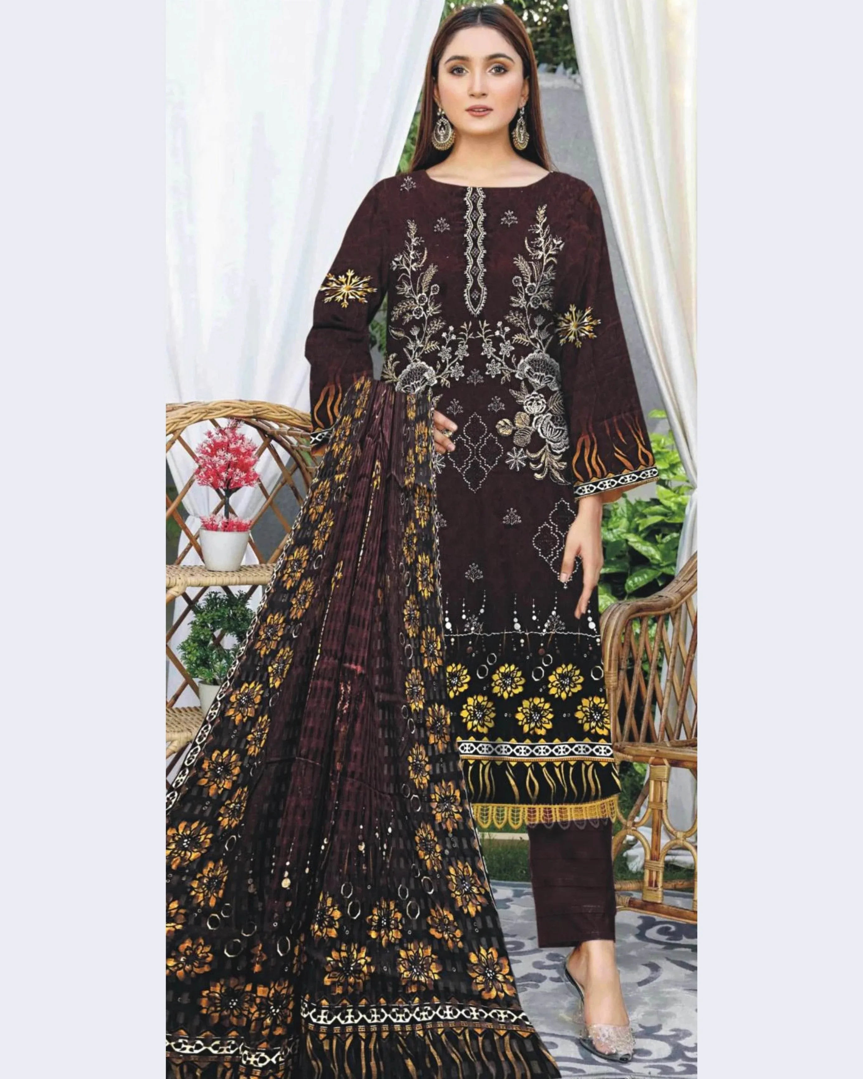 MIRAAL LAWN UNSTITCHED EMB 3PC - City Cloth House